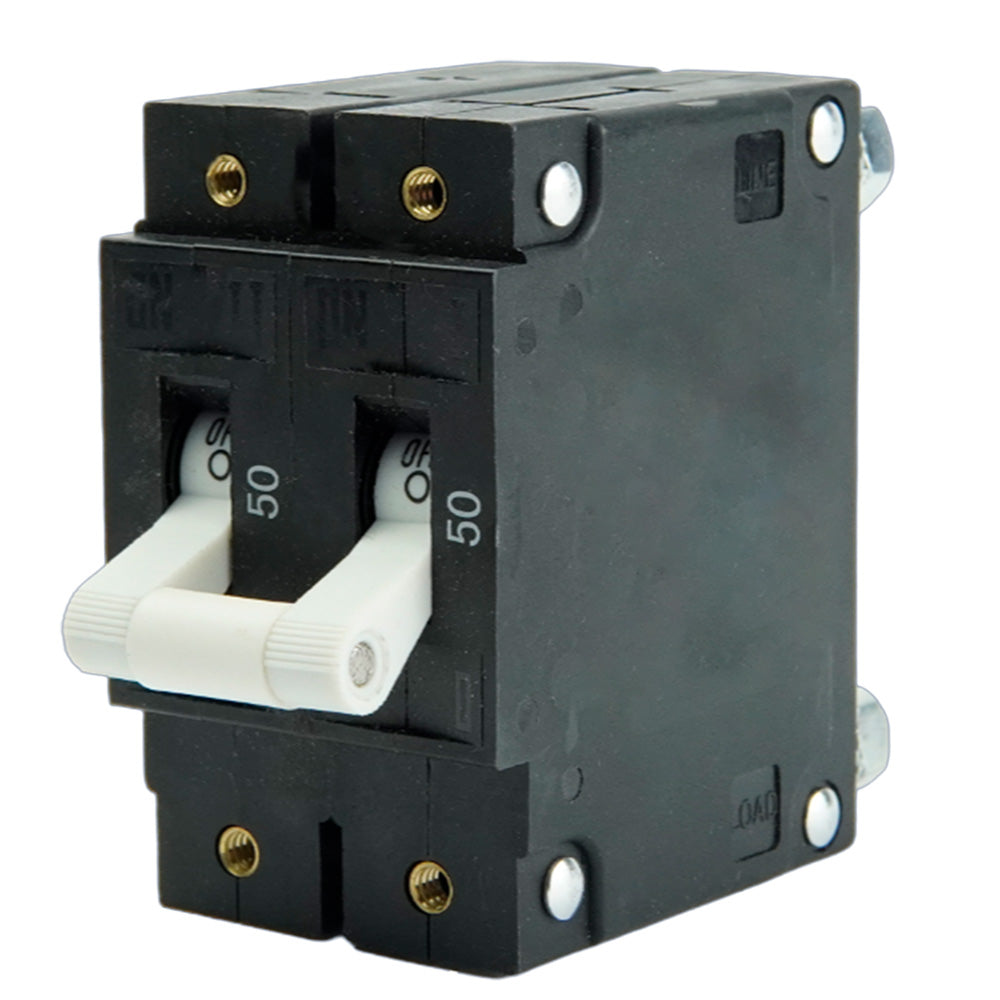 Egis C Series White Toggle Panel Mount Circuit Breaker Double Pole 50A 3502050