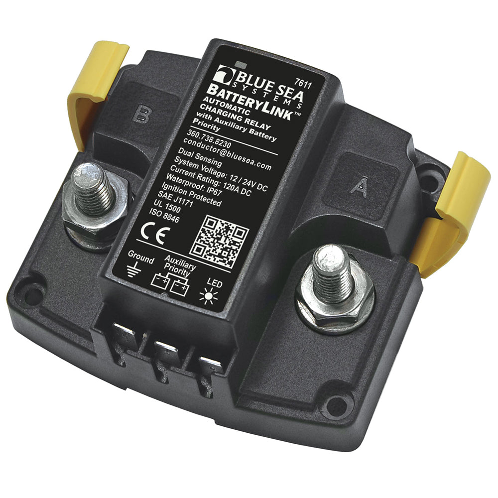 Blue Sea 7611 DC BatteryLink Automatic Charging Relay 120 Amp wAuxiliary Battery Charging 7611
