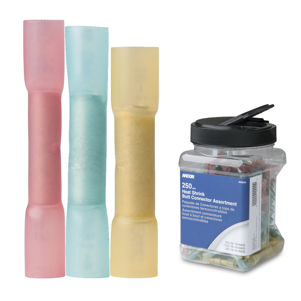 Ancor Heat Shrink Butt Connector MultiPack 250Piece Jar 309000