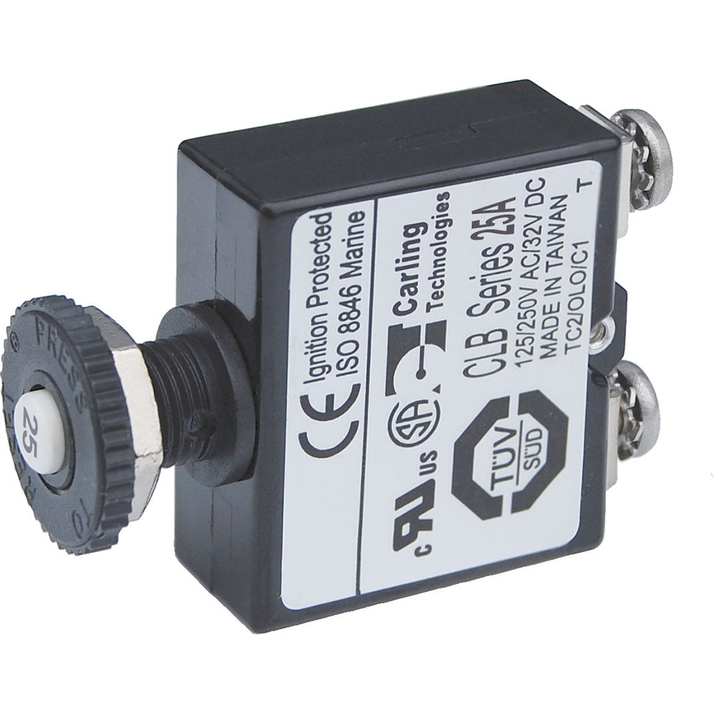 Blue Sea Push Button Reset Only Screw Terminal Circuit Breaker 25 Amps 2135