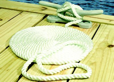 Seachoice 3-Strand Twisted Nylon Dock Line, 3/8-Inch x 20 Feet, White