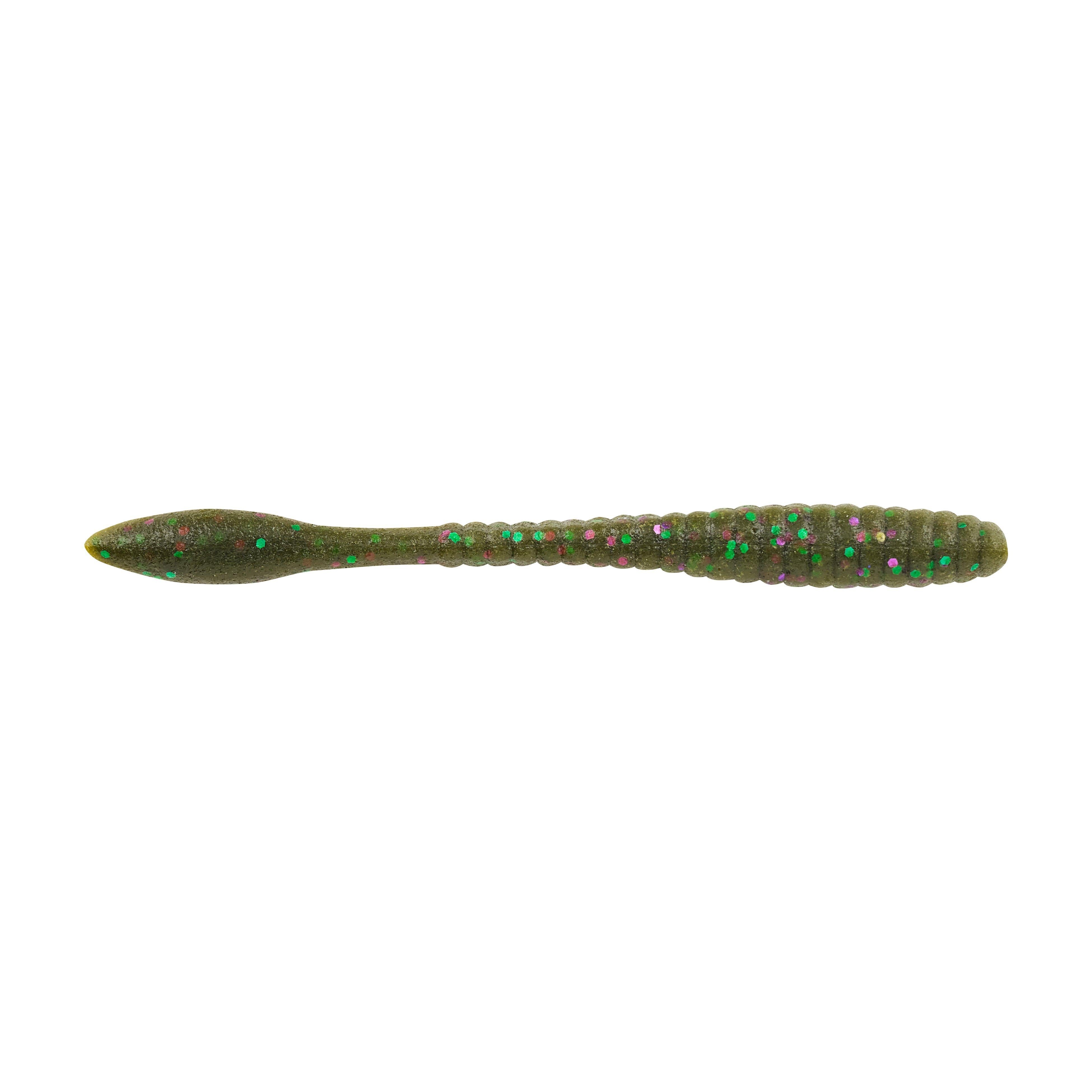 PowerBait MaxScent Flat Worm Green Pumpkin Party 4.5 in product image