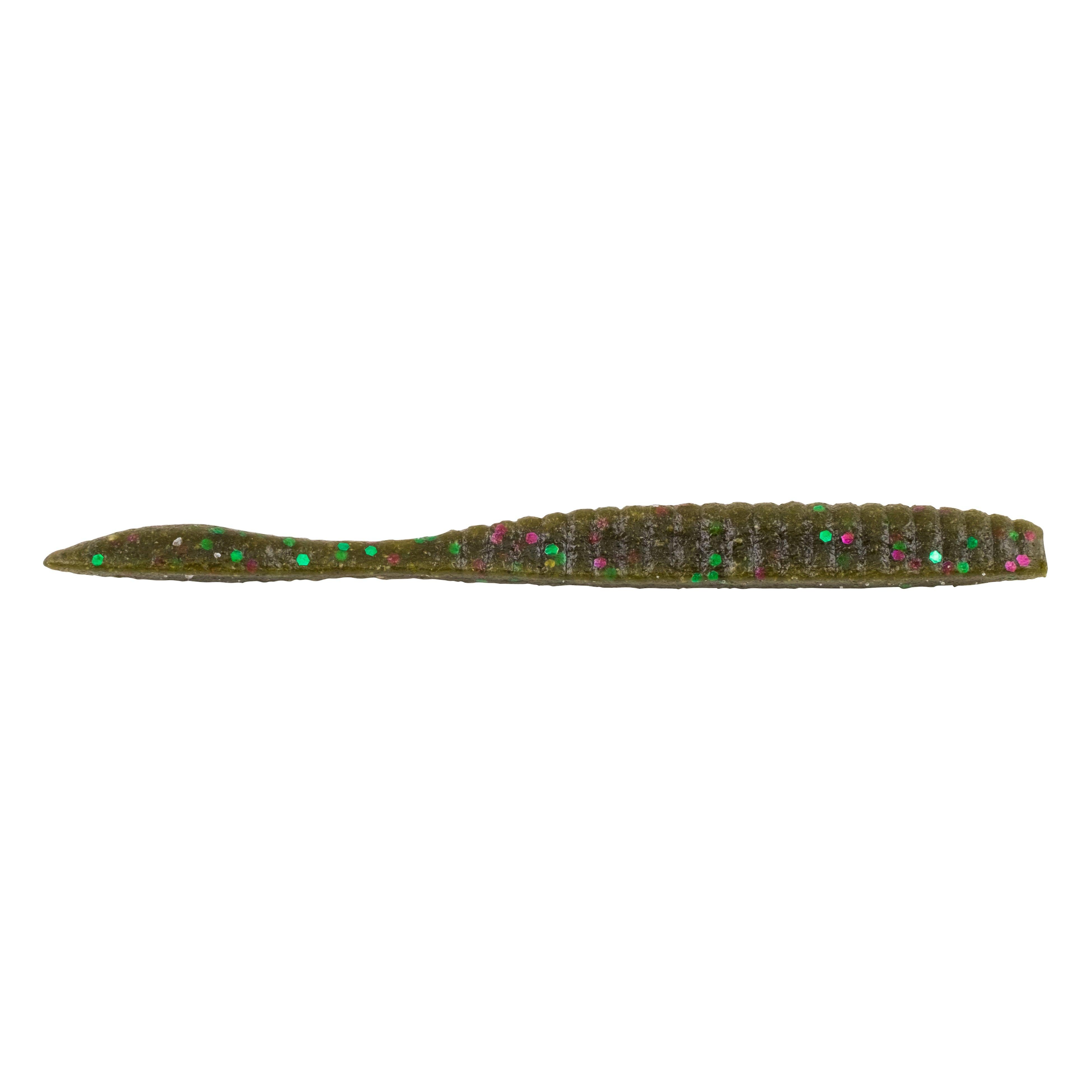 PowerBait MaxScent Flat Worm Green Pumpkin Party 3.6 in product image