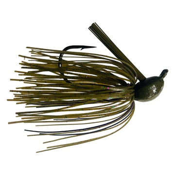 Blue Rock Custom Tackle 1099 XL Jig showing its vibrant color pattern and sturdy design for bass fishing.